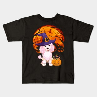 Poodle pumpkin witch Kids T-Shirt